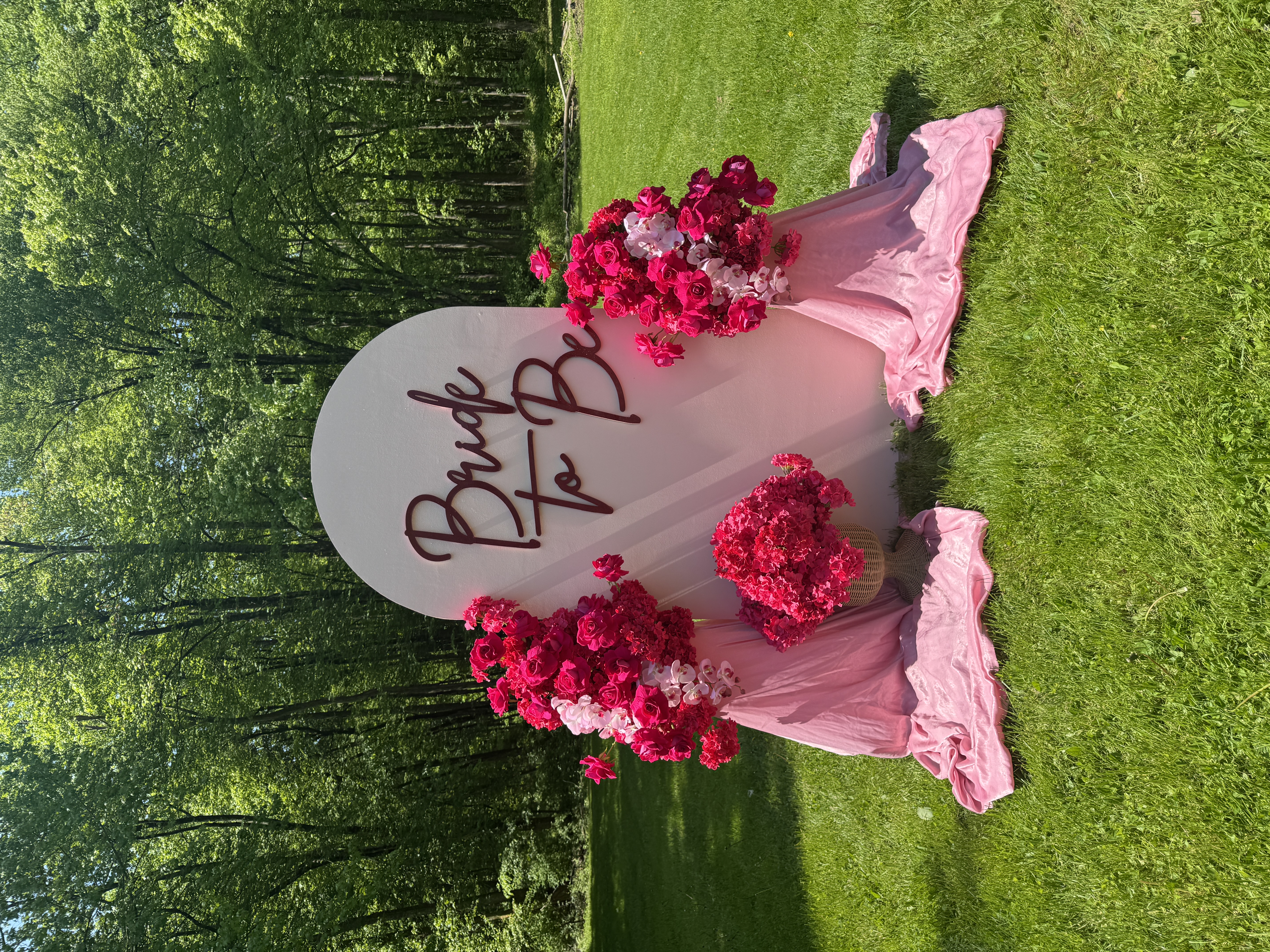 Pink and red rose bridal shower backdrop rental in New Jersey