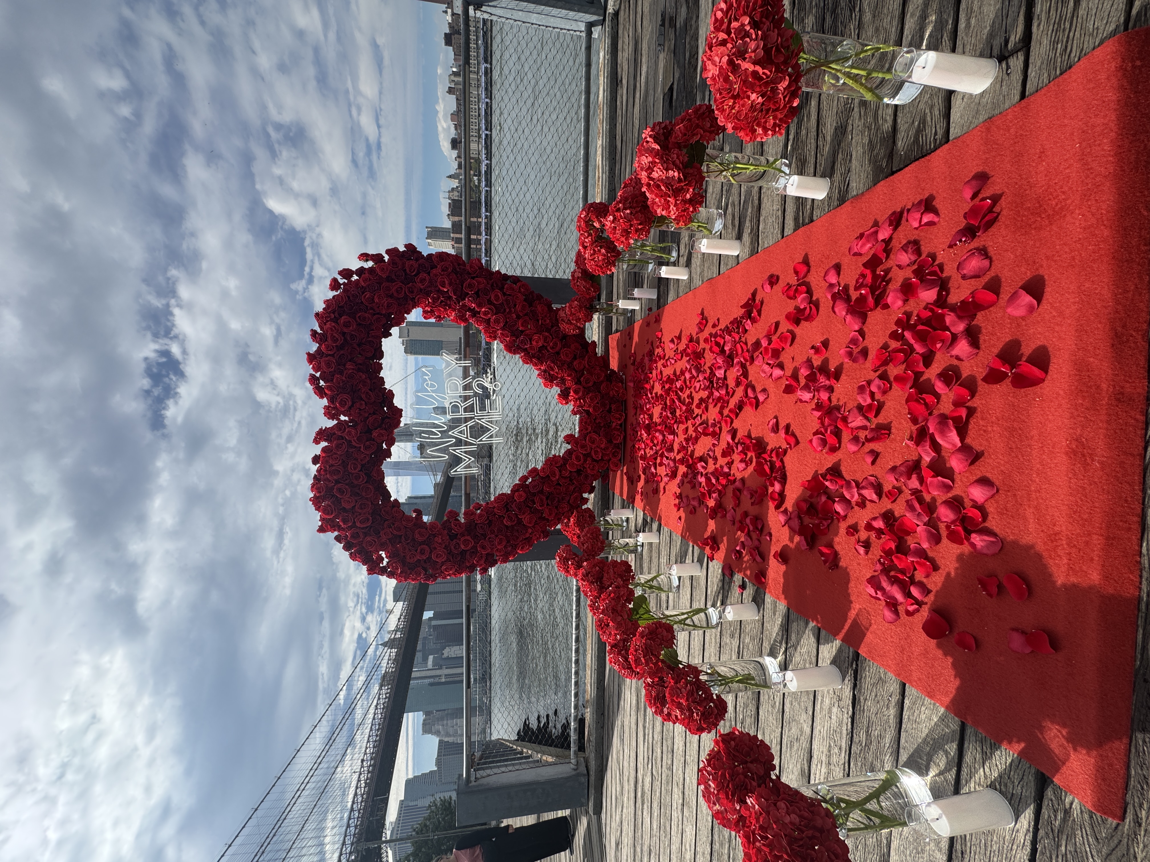 Luxury proposal planner in NYC Brooklyn skyline New Jersey designing romantic setups
